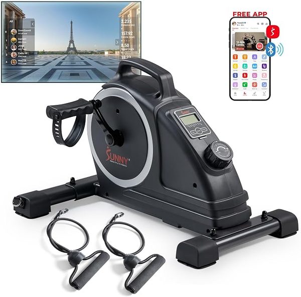 Sunny Health & Fitness Mini Exercise Bike with Bands