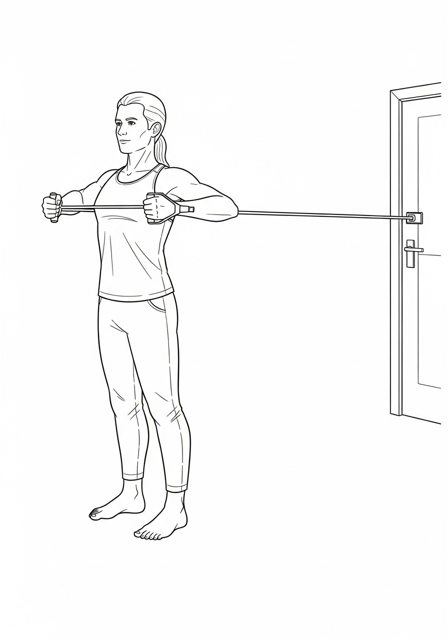 Upper body resistance exercise illustration for stroke survivor rehabilitation