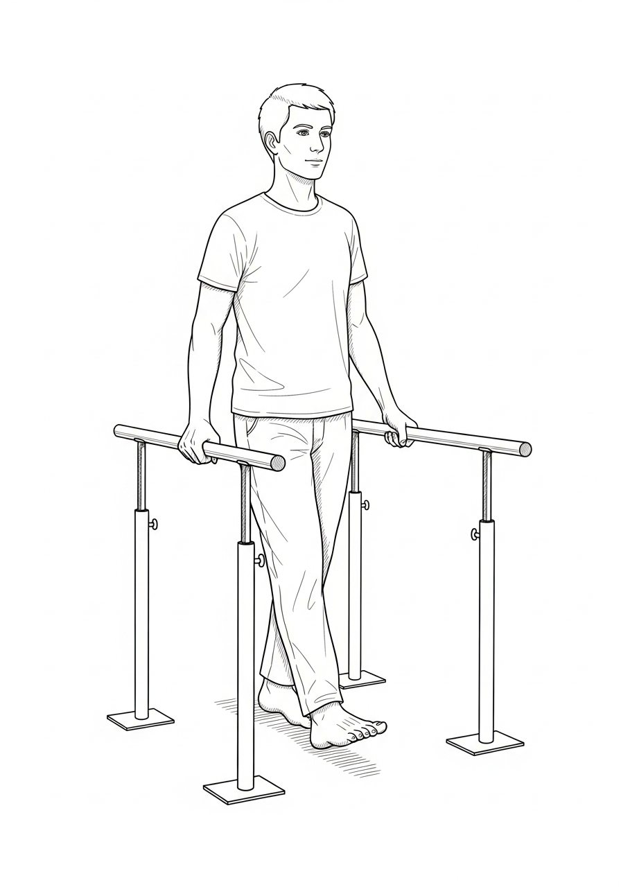 Gait training with parallel bars and walking aids for stroke rehabilitation